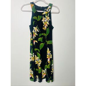Tommy HIlfiger Black Tropical Leaf Floral Dress Sz 4